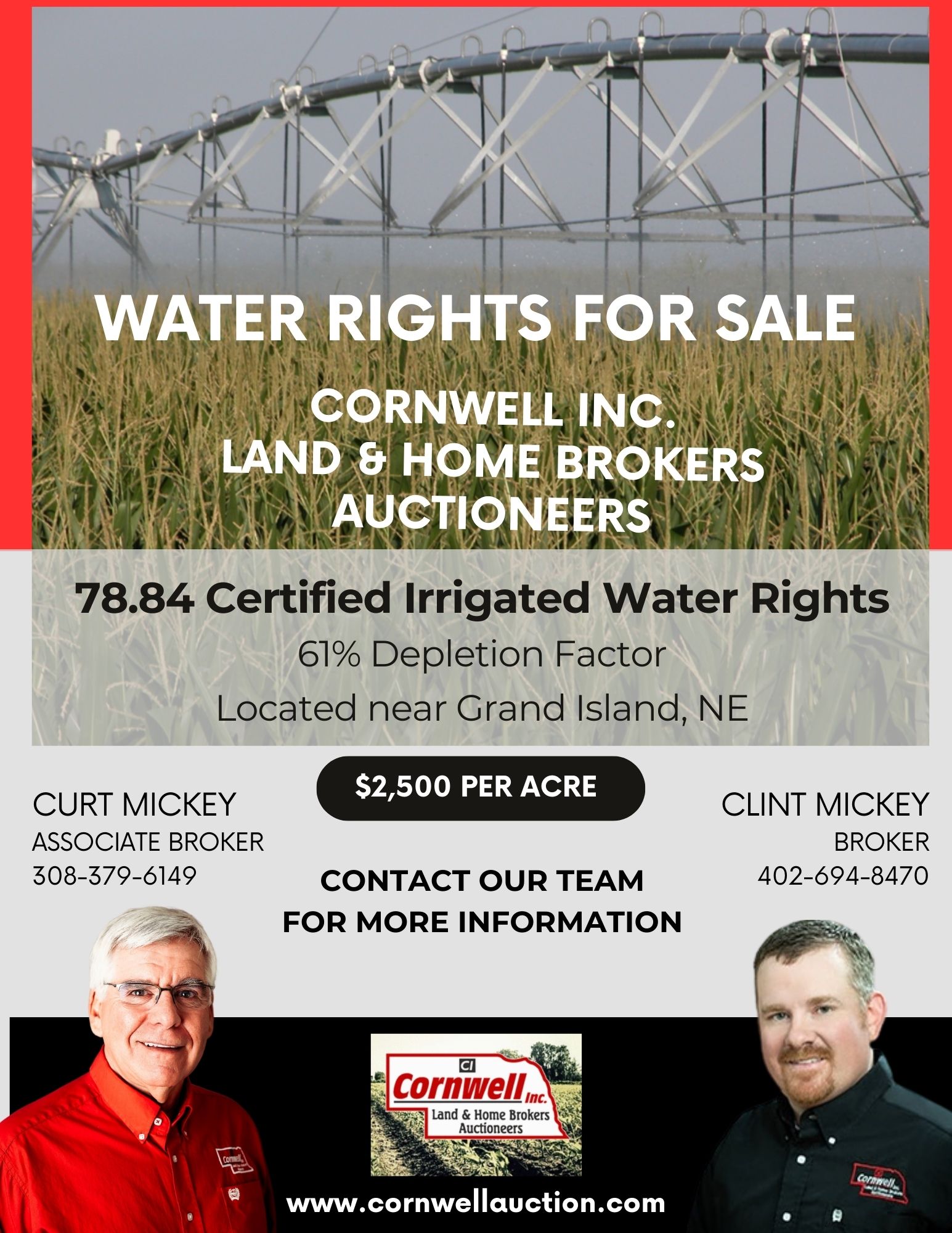 WATER RIGHTS FOR SALE Cornwell, Inc. Aurora, NE Land & Home Brokers Auctioneers